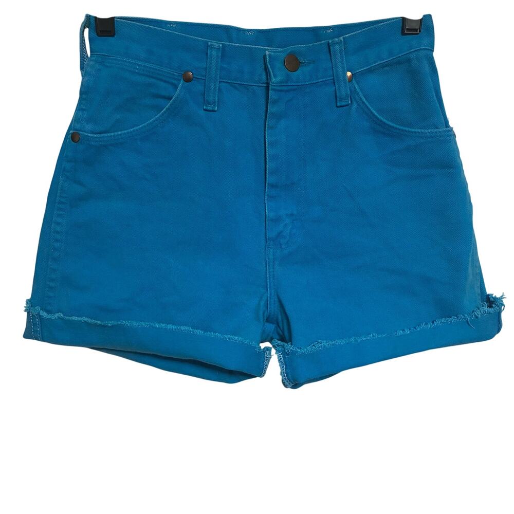Wrangler Bright Blue High-Rise Denim Shorts